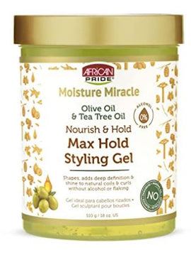African Pride Moisture Miracle Olive & Tea Tree Oil Max Hold Styling Hair Gel