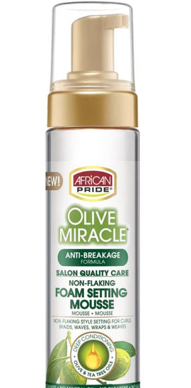 African Pride Olive Miracle Non-Flaking Foam Setting Mousse